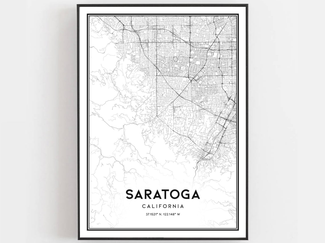 Saratoga Map Print Poster, City Street Decor