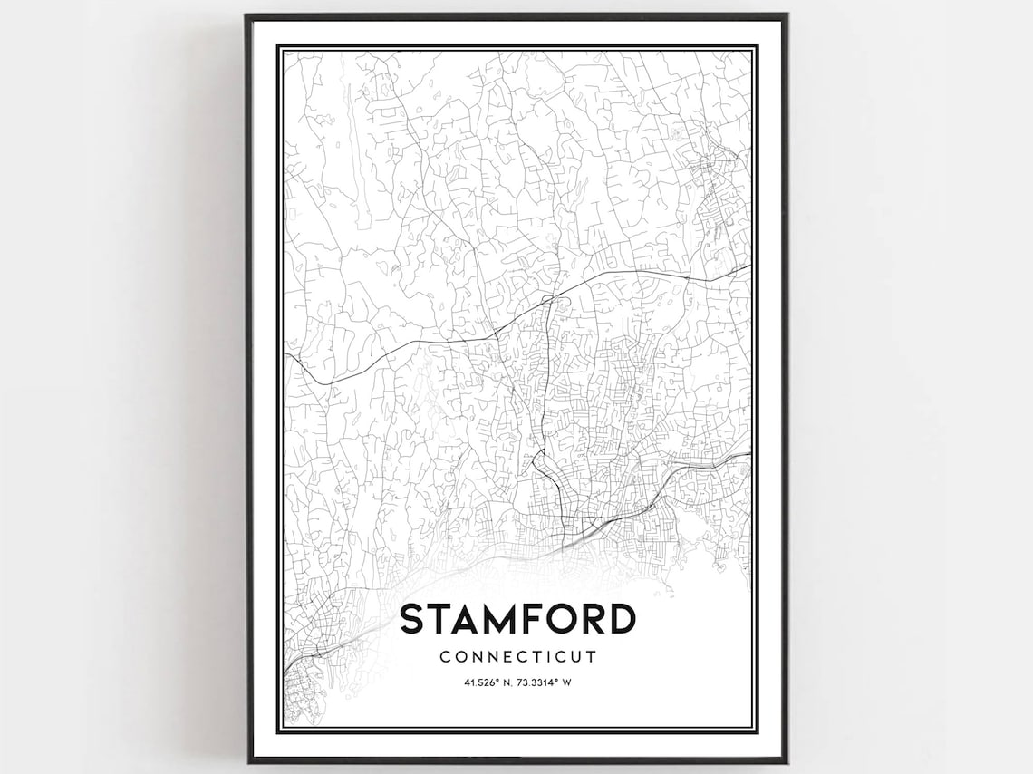 Stamford Map Poster Print, Connecticut Street Decor