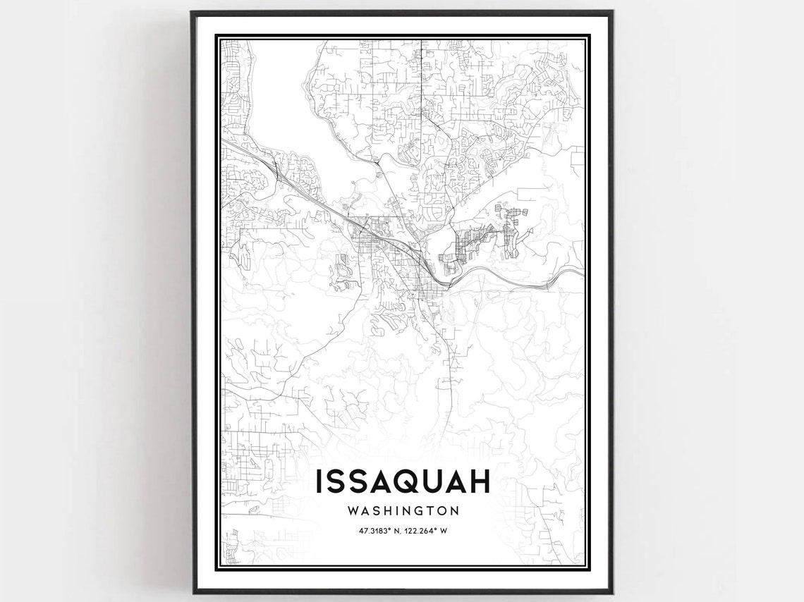 Issaquah Washington Street Map City Map Art Minimalist Decor Poster