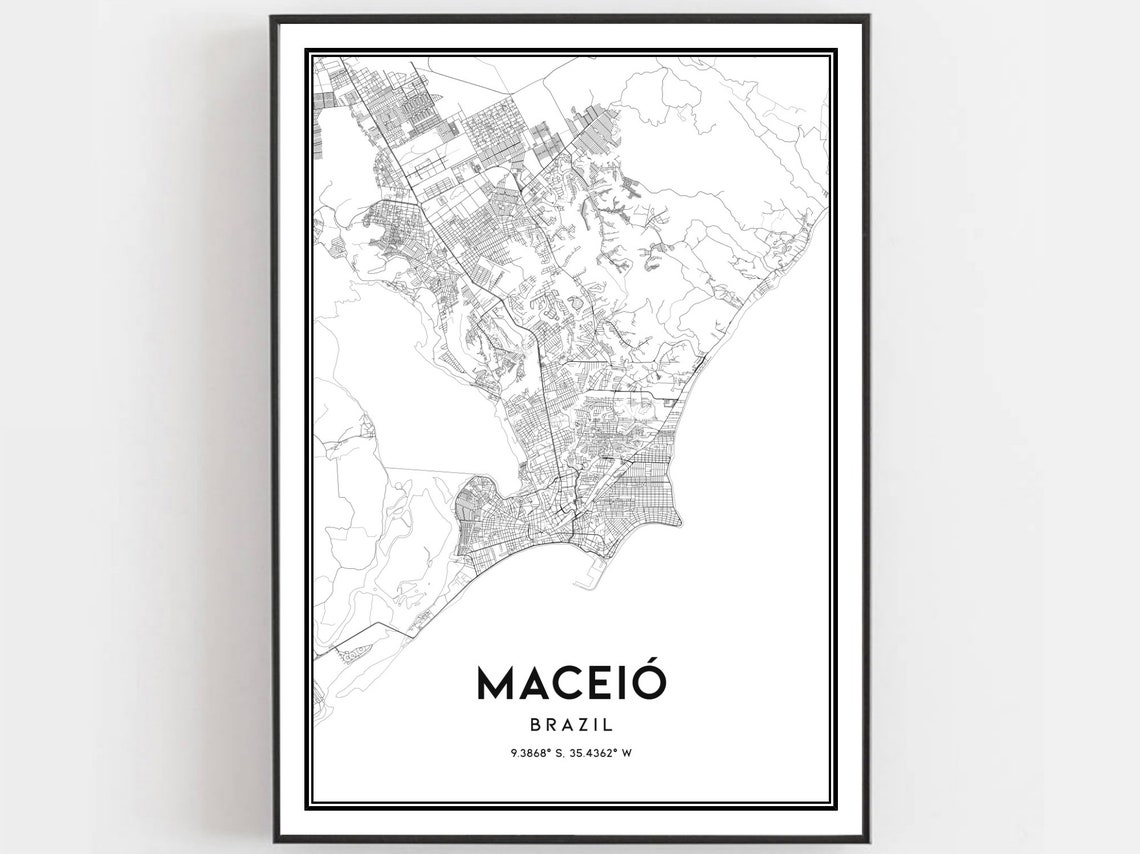 Maceio Brazil City Street Map Line Art Modern Home Decor Poster