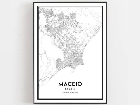 Macei Map Print Poster Wall Art City Street Decor Road Gift B233