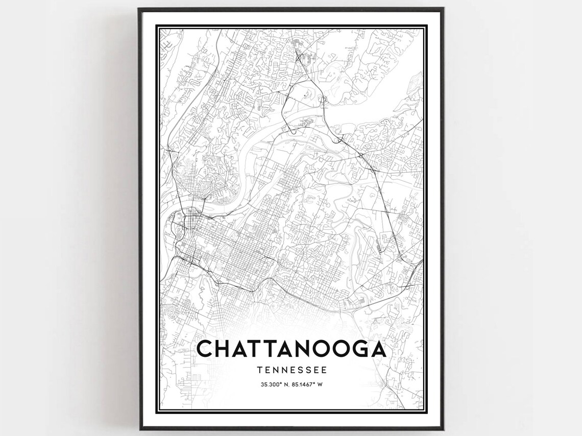 Chattanooga Map Poster, Tennessee Street Decor