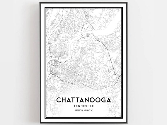 Chattanooga Map Poster, Tennessee Street Decor