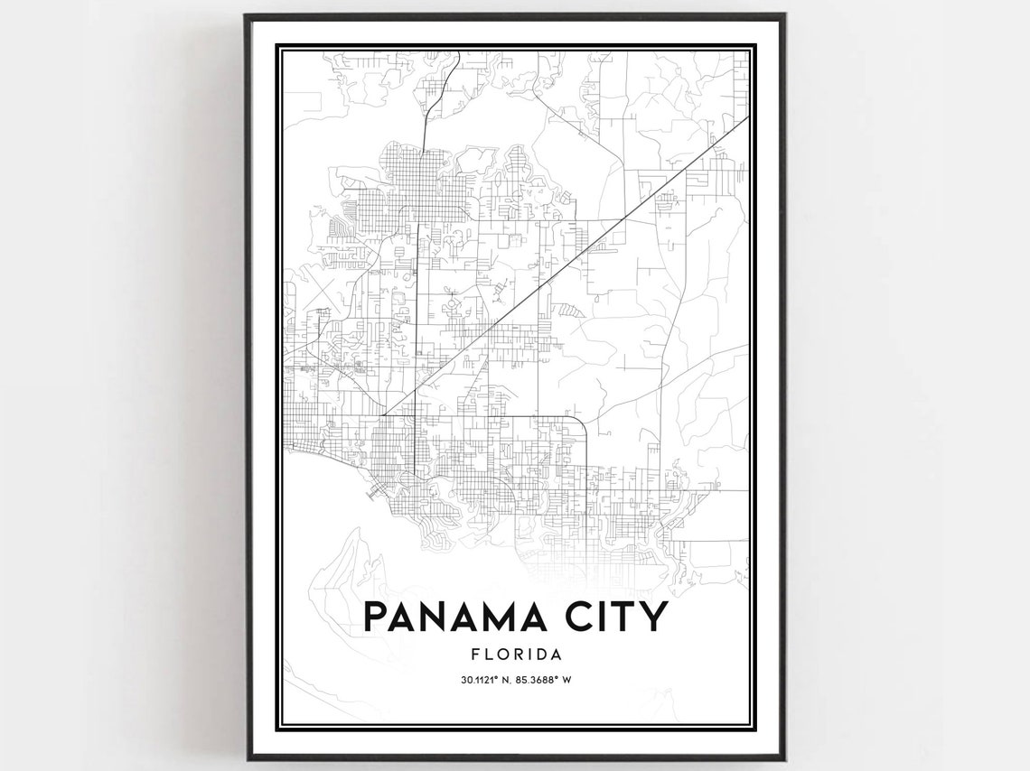 Panama City Florida Street Map Decorative Coordinate Wall Poster