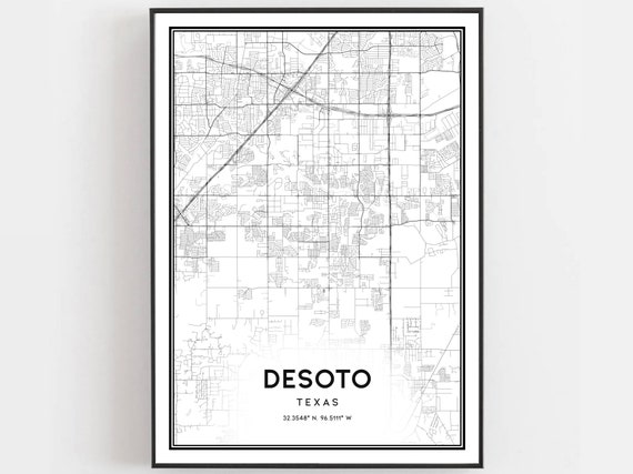 Desoto Map Poster Print, Texas Street Decor