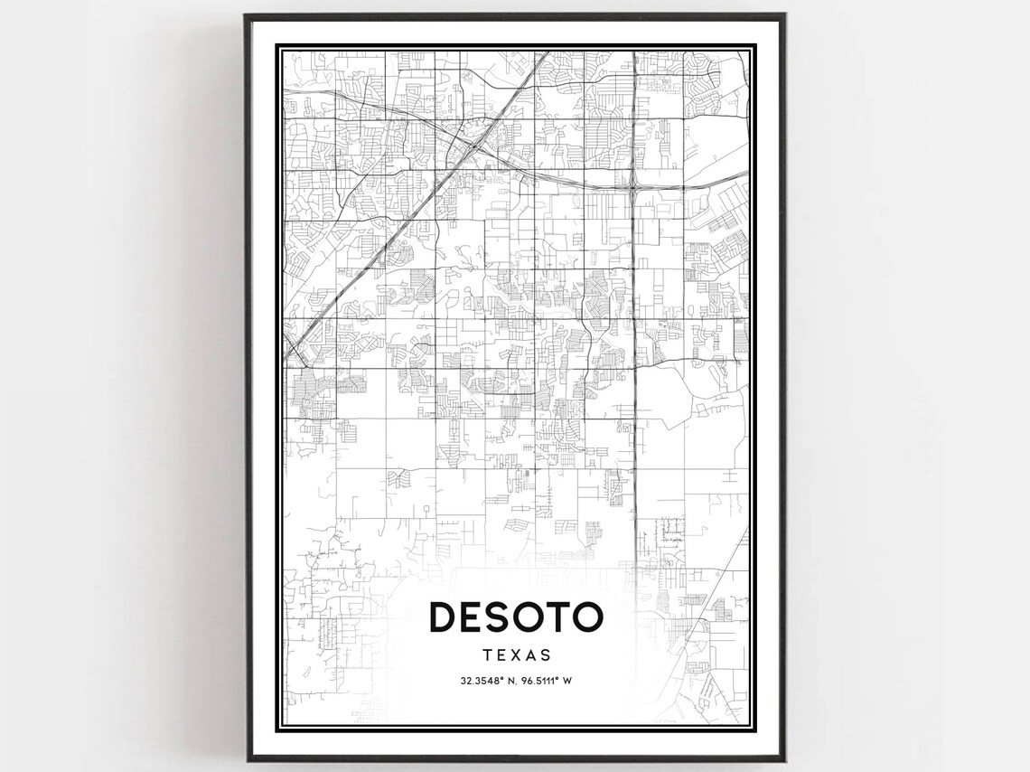 Desoto Map Poster Print, Texas Street Decor