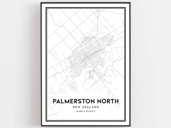 Palmerston North Map Print Poster Wall Art City Street B986