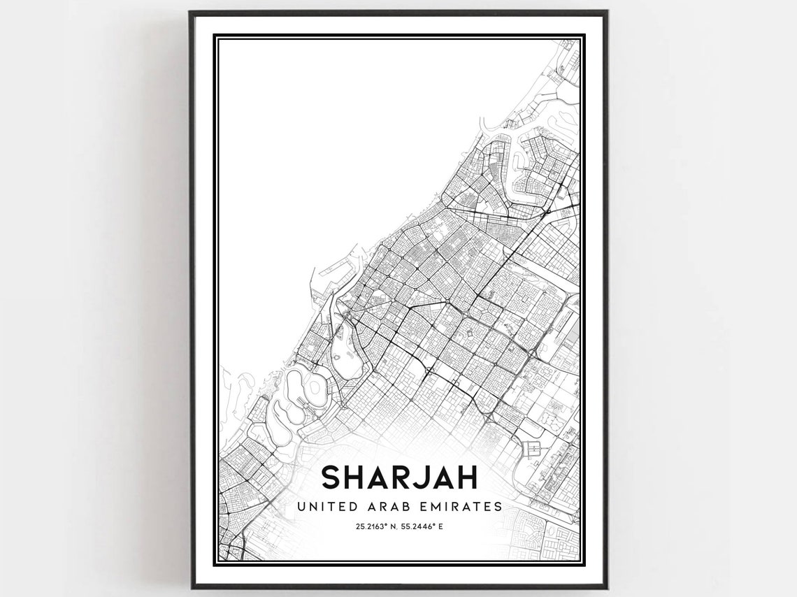 Sharjah City Map, Minimalist Art Print