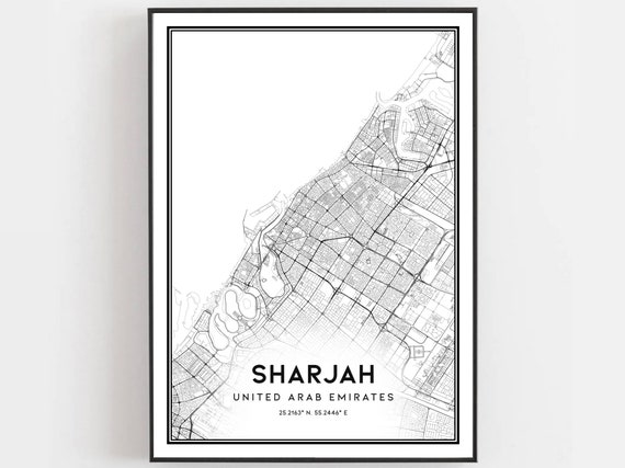 Sharjah City Map, Minimalist Art Print