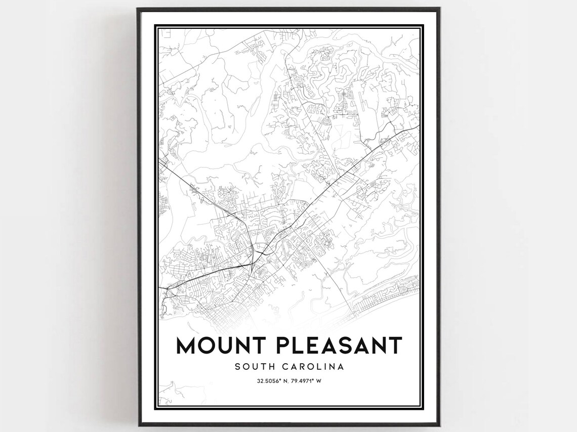 Mount Pleasant South Carolina Minimalist City Street Map Art Poster