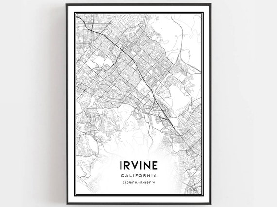 Irvine Map Print Poster Wall Art Ca City Street Decor Road Gift B535