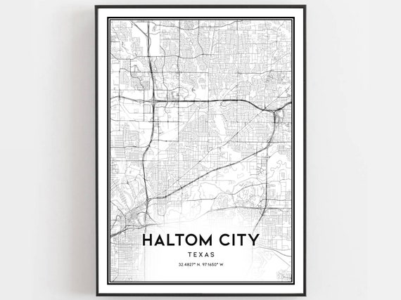 Haltom City Map Print Poster Wall Art Tx Texas Street Decor Road Gift B1502
