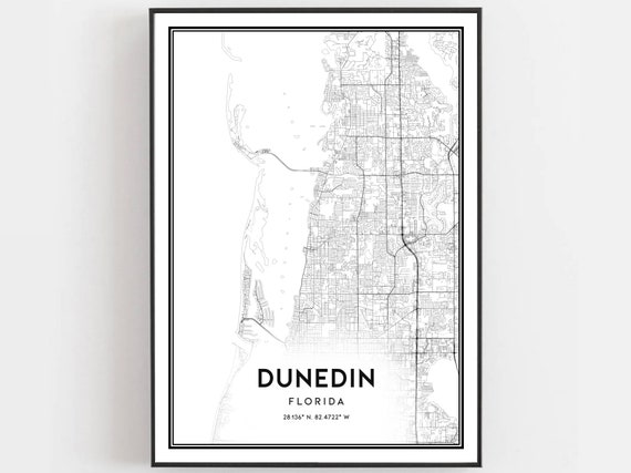 Dunedin Map Poster, Florida Street Decor