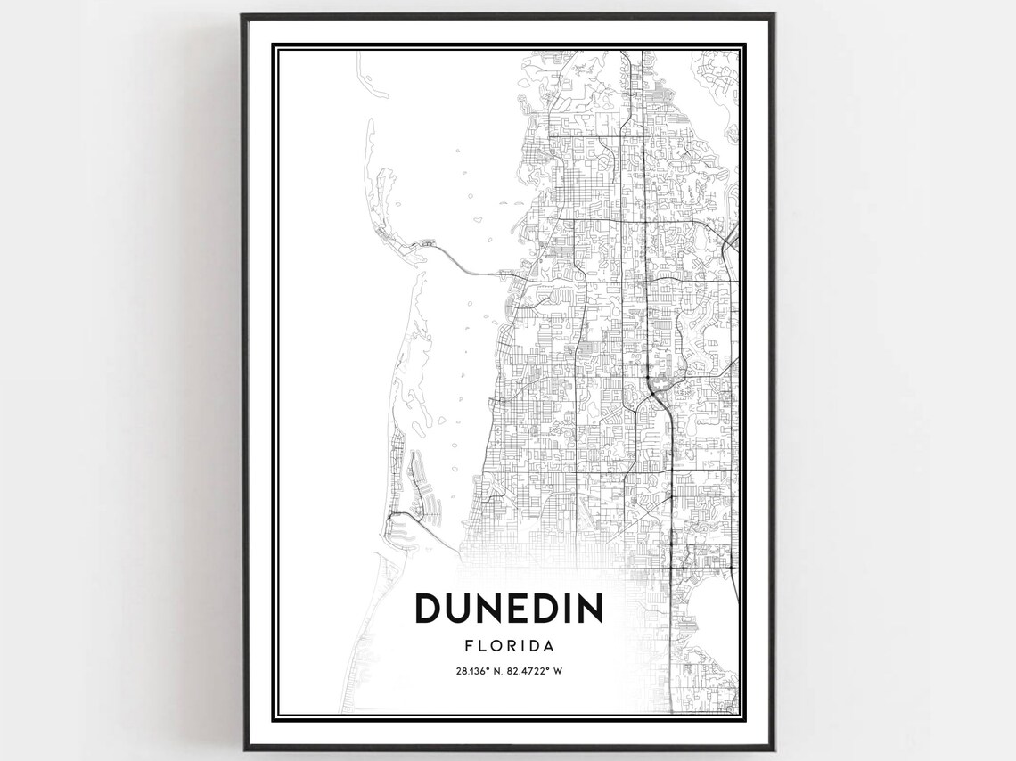 Dunedin Map Poster, Florida Street Decor