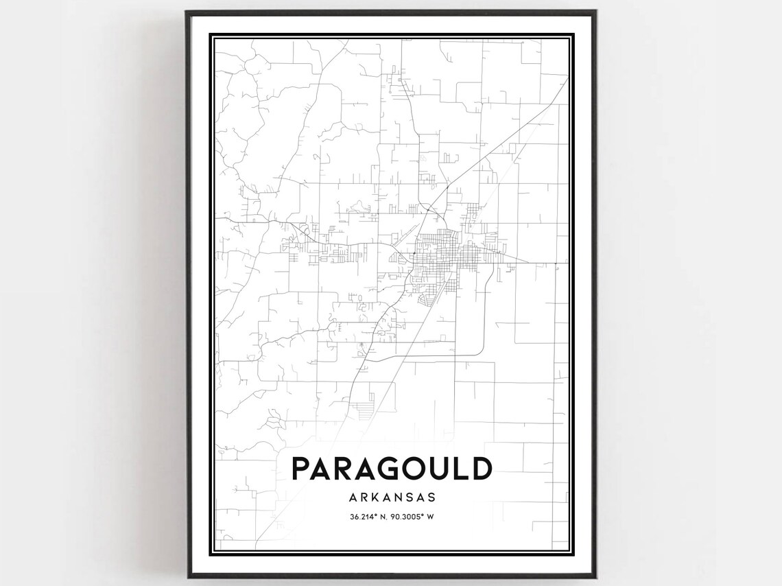 Paragould Arkansas City Street Map Minimalist Decor Art Poster