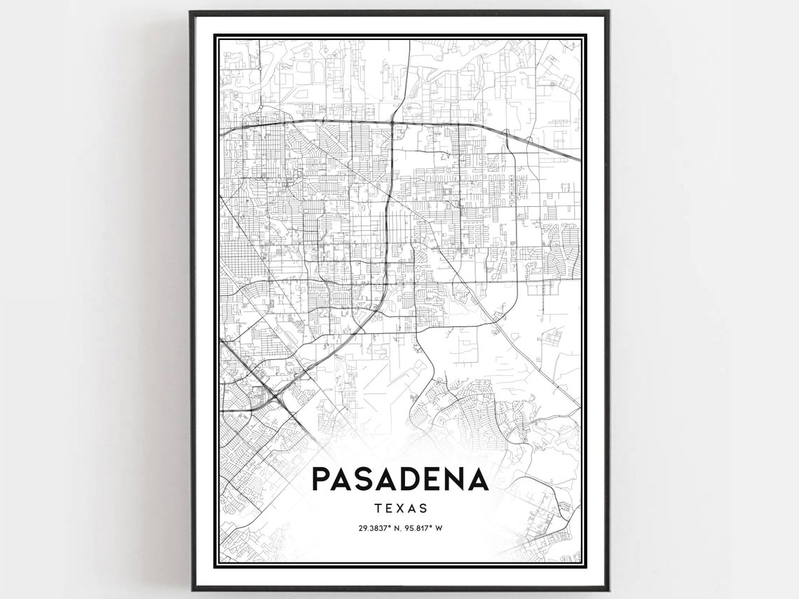 Pasadena Texas Minimalist Street Map Coordinates City Poster