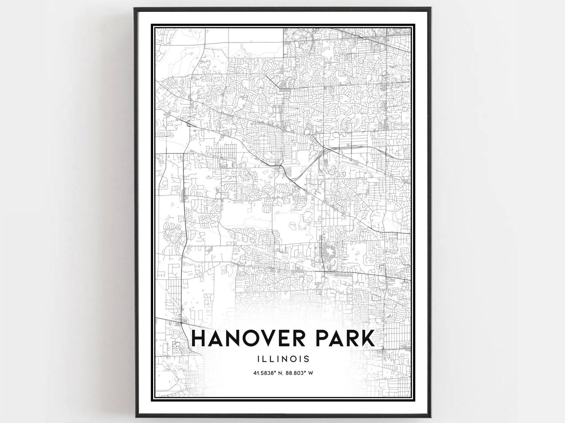 Hanover Park Illinois Minimalist City Street Map Wall Decor Poster