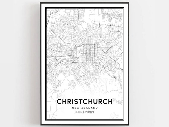 Christchurch Map Print, City Street Decor