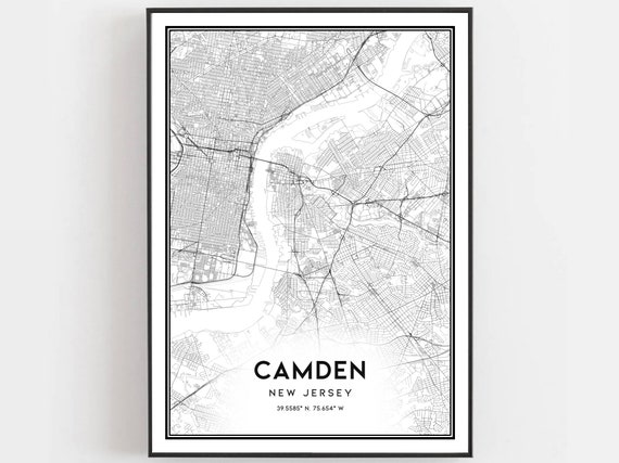 Camden Map Print Poster Wall Art Nj City New Jersey Street Decor Road Gift B1067