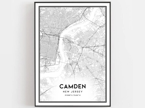 Camden New Jersey Minimalist City Street Map Modern Line Art Poster