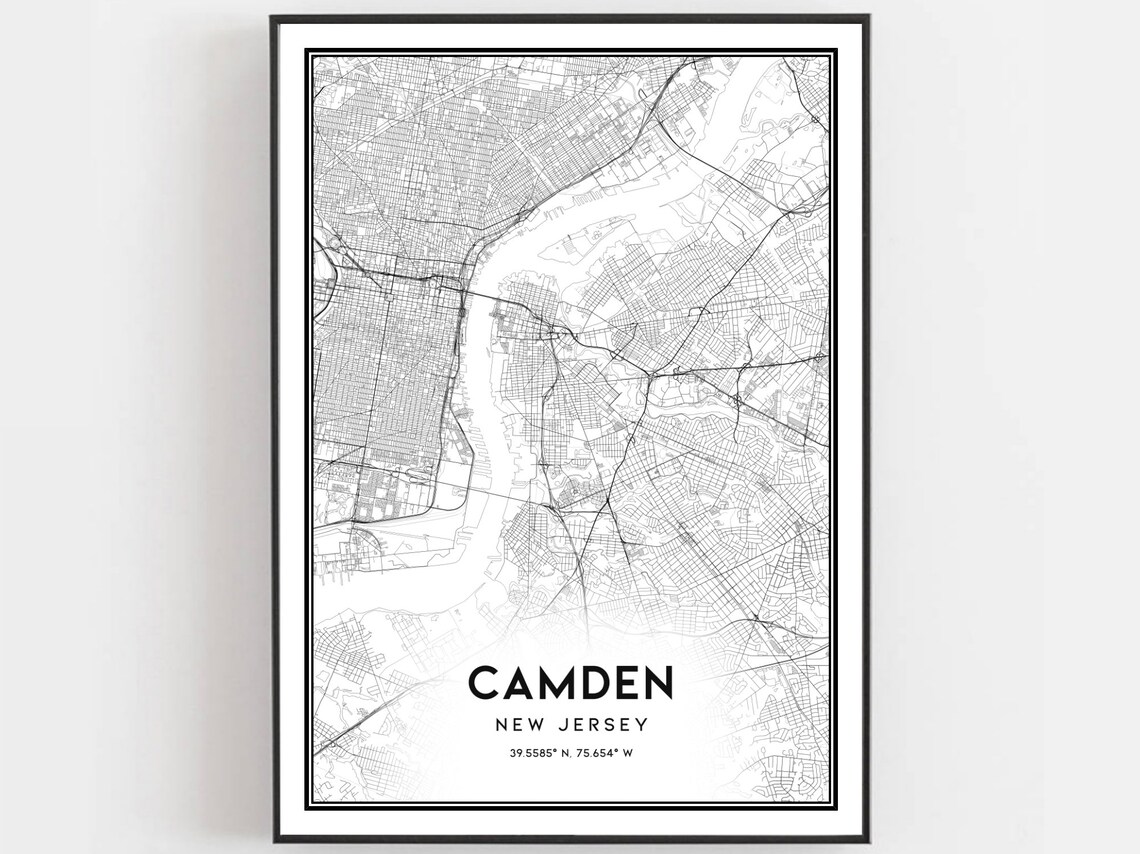 Camden New Jersey Minimalist City Street Map Modern Line Art Poster