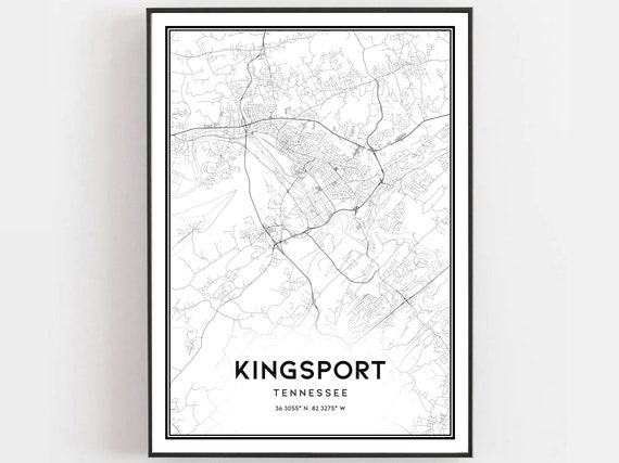 Kingsport Map Art Print, Tennessee Street Decor