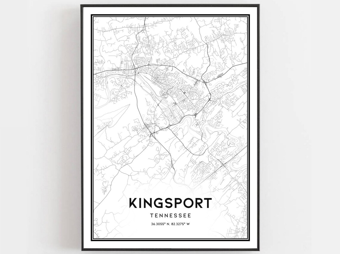 Kingsport Map Art Print, Tennessee Street Decor
