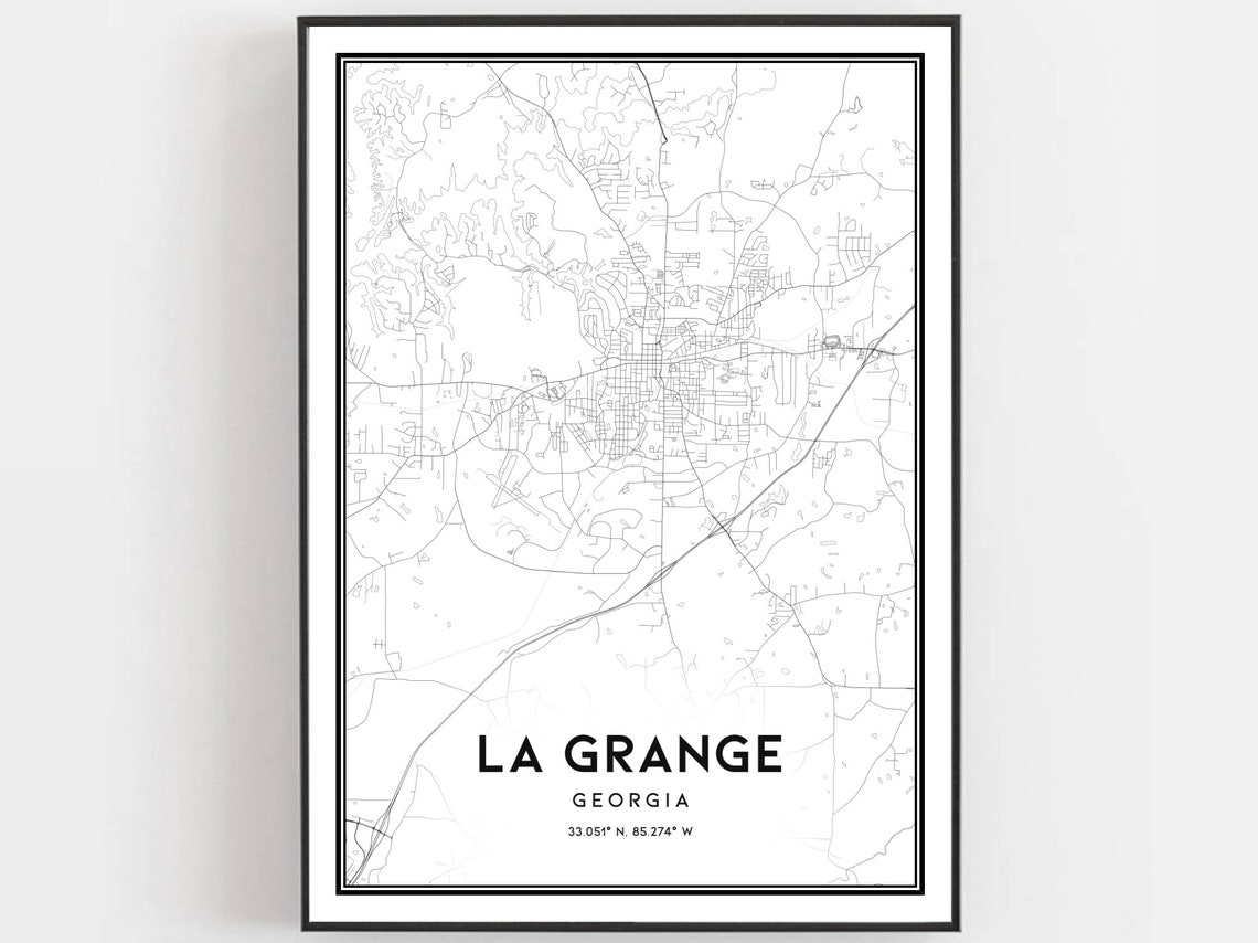 La Grange Georgia City Street Map Black and White Modern Poster