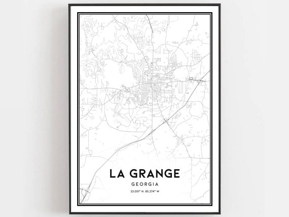 La Grange Map Print Poster Wall Art Ga City Georgia Street Decor Road Gift B1706