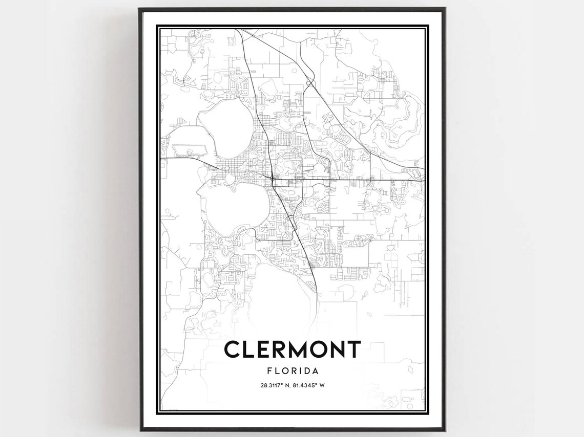 Clermont Map Print Poster, Florida Street Decor