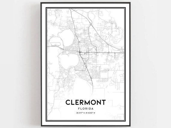 Clermont Map Print Poster, Florida Street Decor