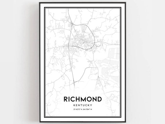 Richmond Map Poster, Kentucky Street Decor