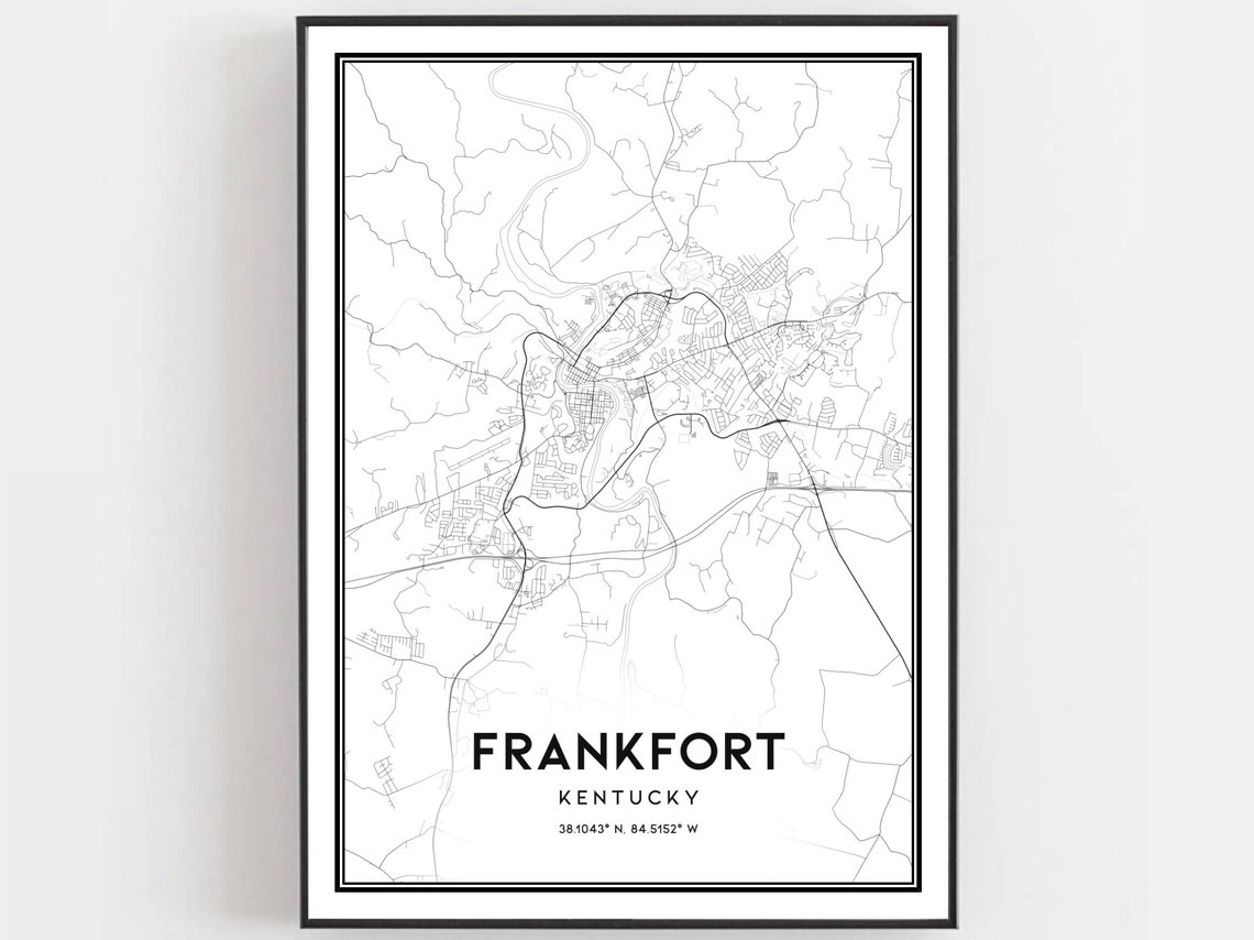 Frankfort Kentucky Minimalist Street Map Print with Coordinates