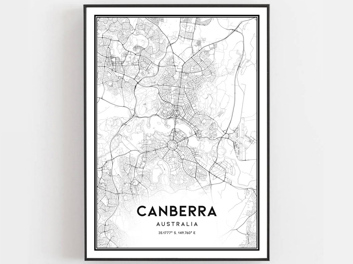Canberra Australia City Street Map Minimalist Modern Line Art Poster