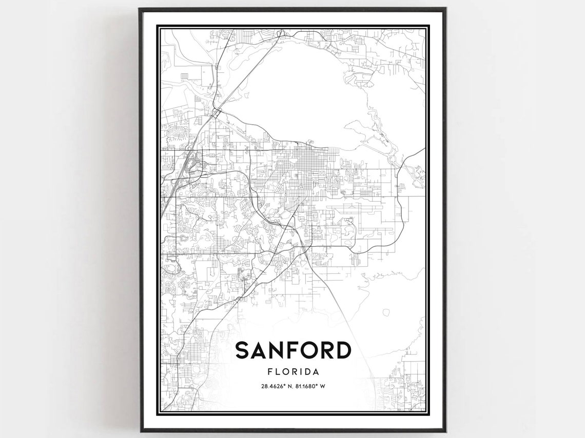 Sanford Florida Minimalist City Street Map With Coordinates Poster