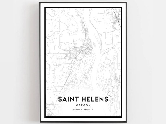 Saint Helens Map Poster Print, Oregon Street Decor