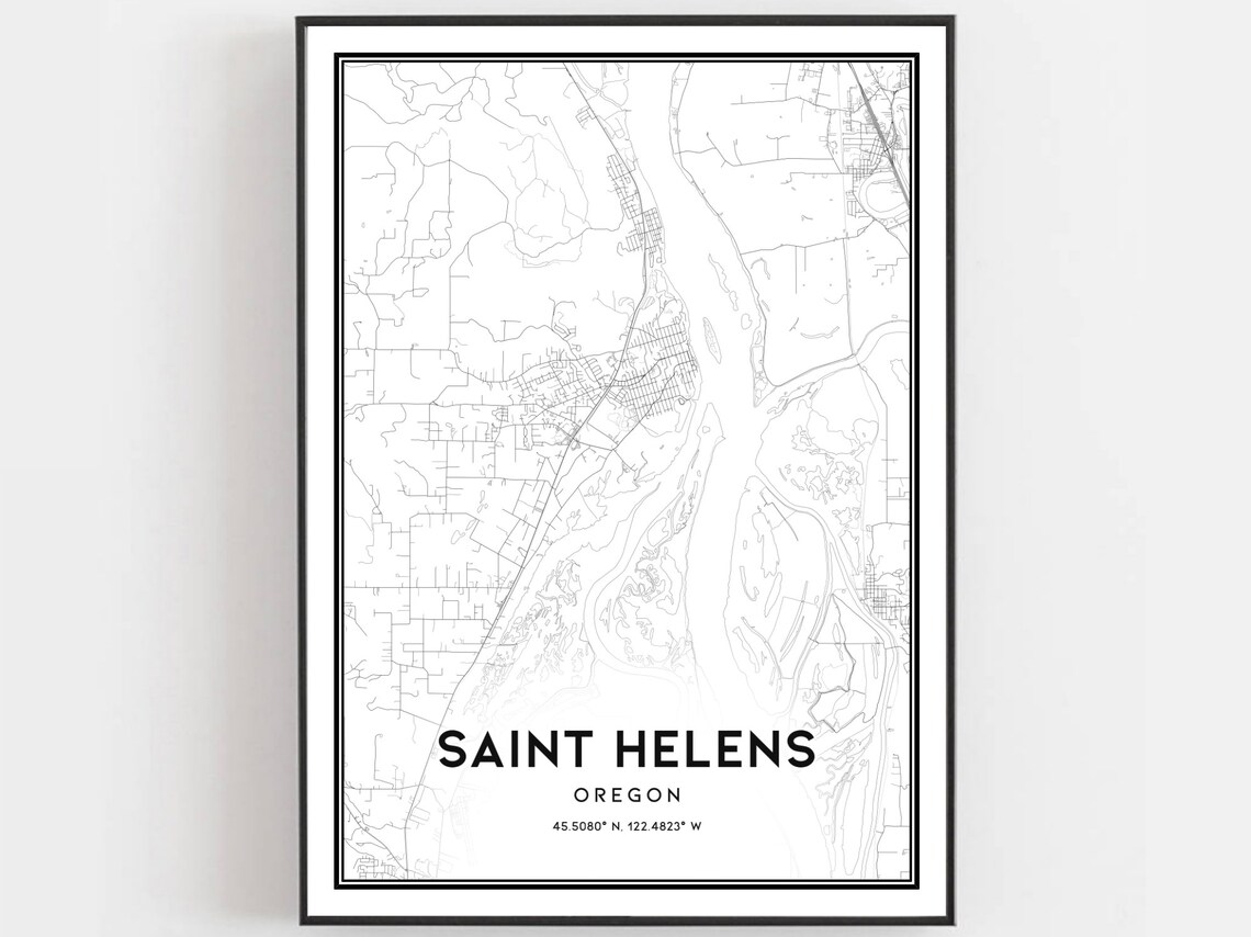 Saint Helens Map Poster Print, Oregon Street Decor