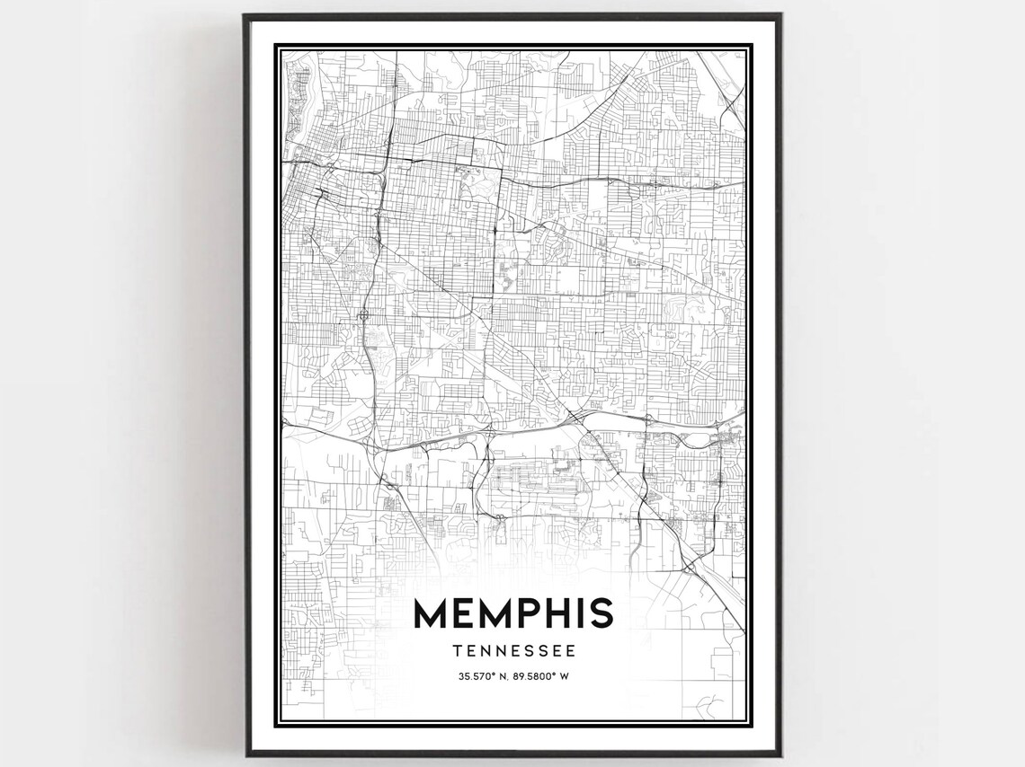 Memphis Map, Tennessee City Street Decor