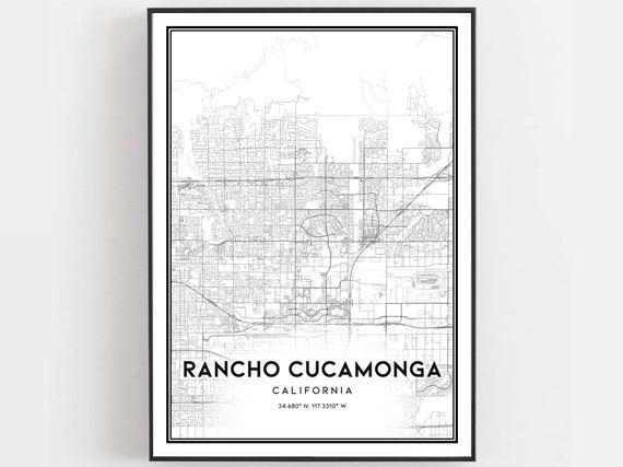 Rancho Cucamonga Map Poster, City Street Decor