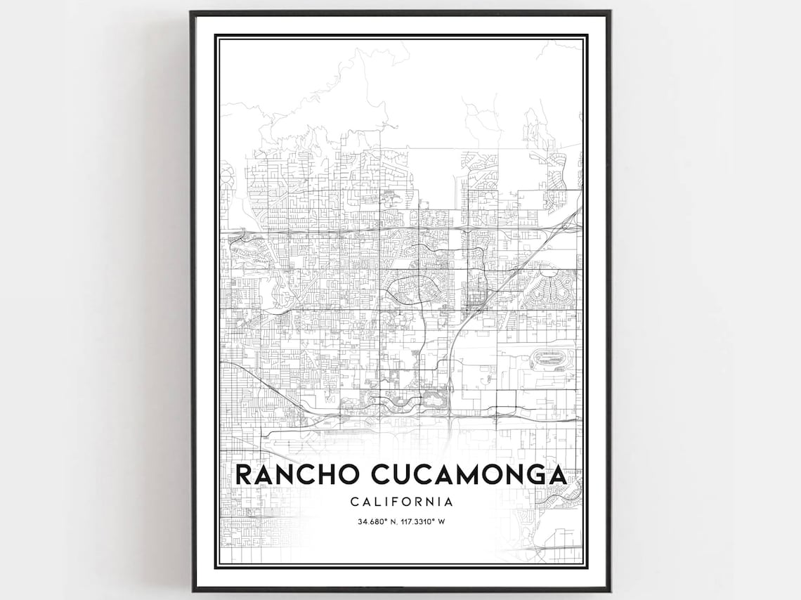 Rancho Cucamonga Map Poster, City Street Decor
