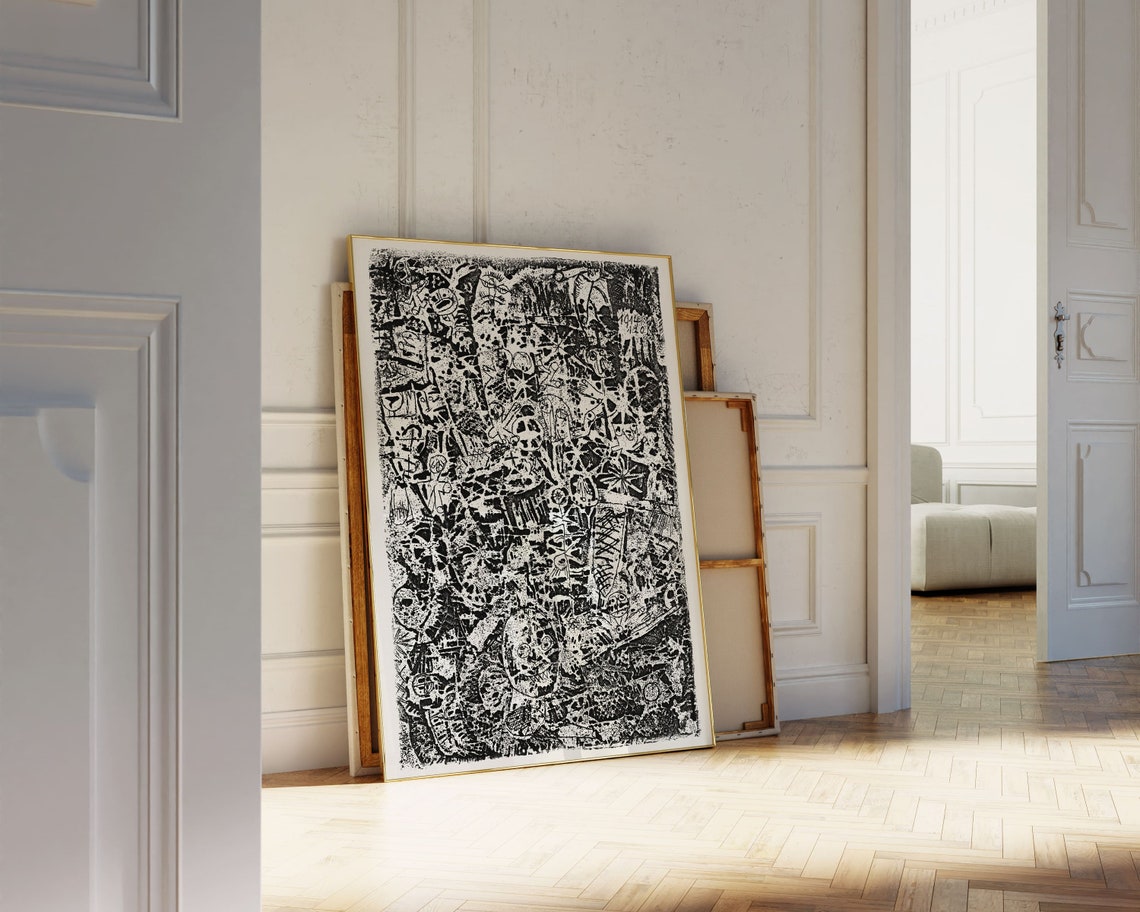 Abstract Black and White Ink Drawing Modern Expressionist Art Poster - Image 2