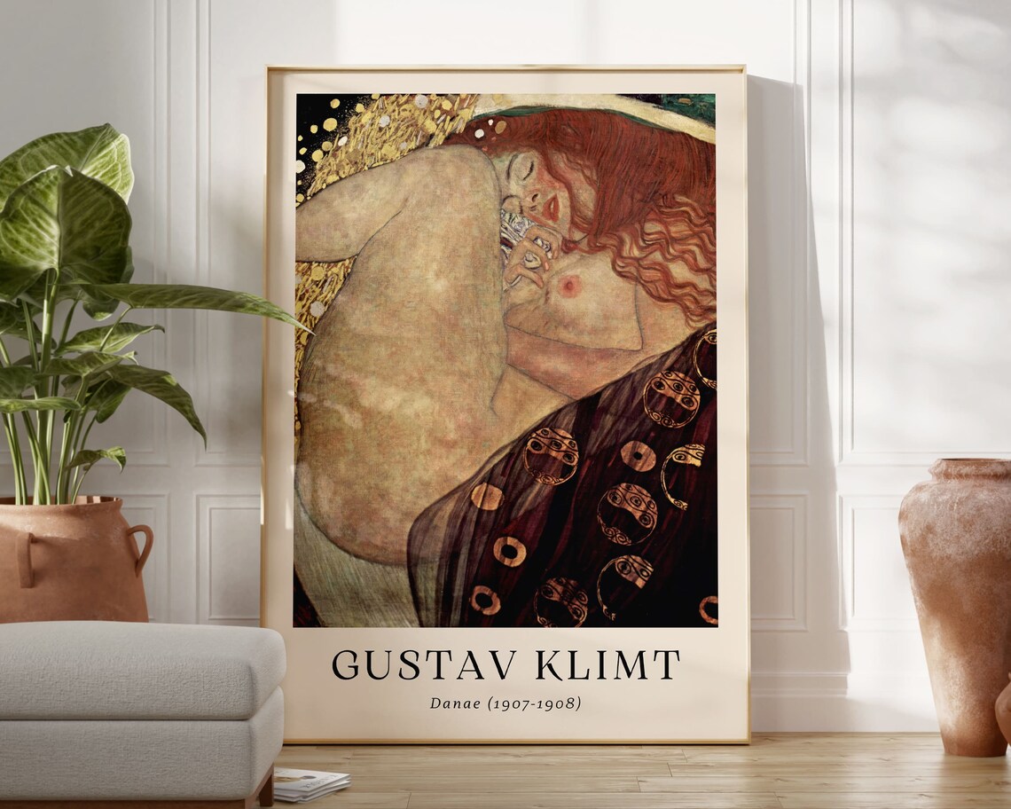 Gustav Klimt Danae 1907 Art Nouveau Mythology Painting Poster