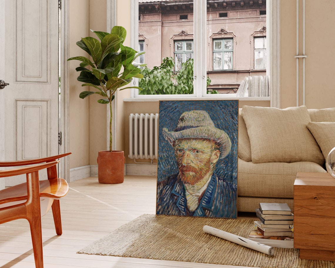 Vincent van Gogh Self Portrait with Grey Felt Hat 1887 Museum Poster - Image 2
