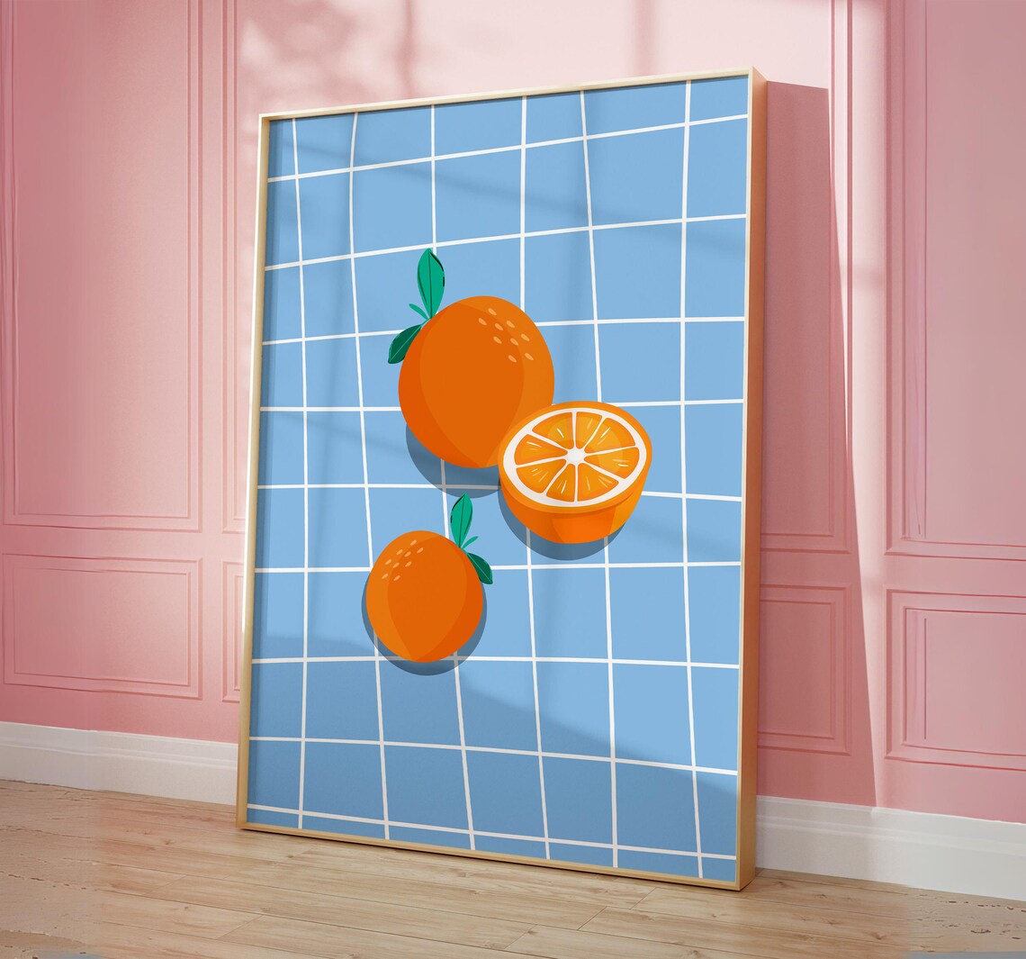 Orange Kitchen Wall Art, Retro Food Poster Print - Image 2