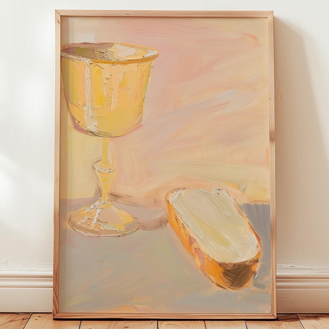 Golden Chalice Bread Loaf Holy Communion Eucharist Faith Art Poster