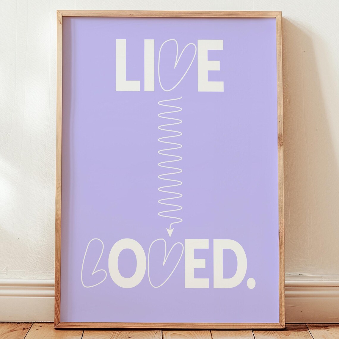 Live Loved Soft Purple Typography Heart Quote Inspirational Faith Poster