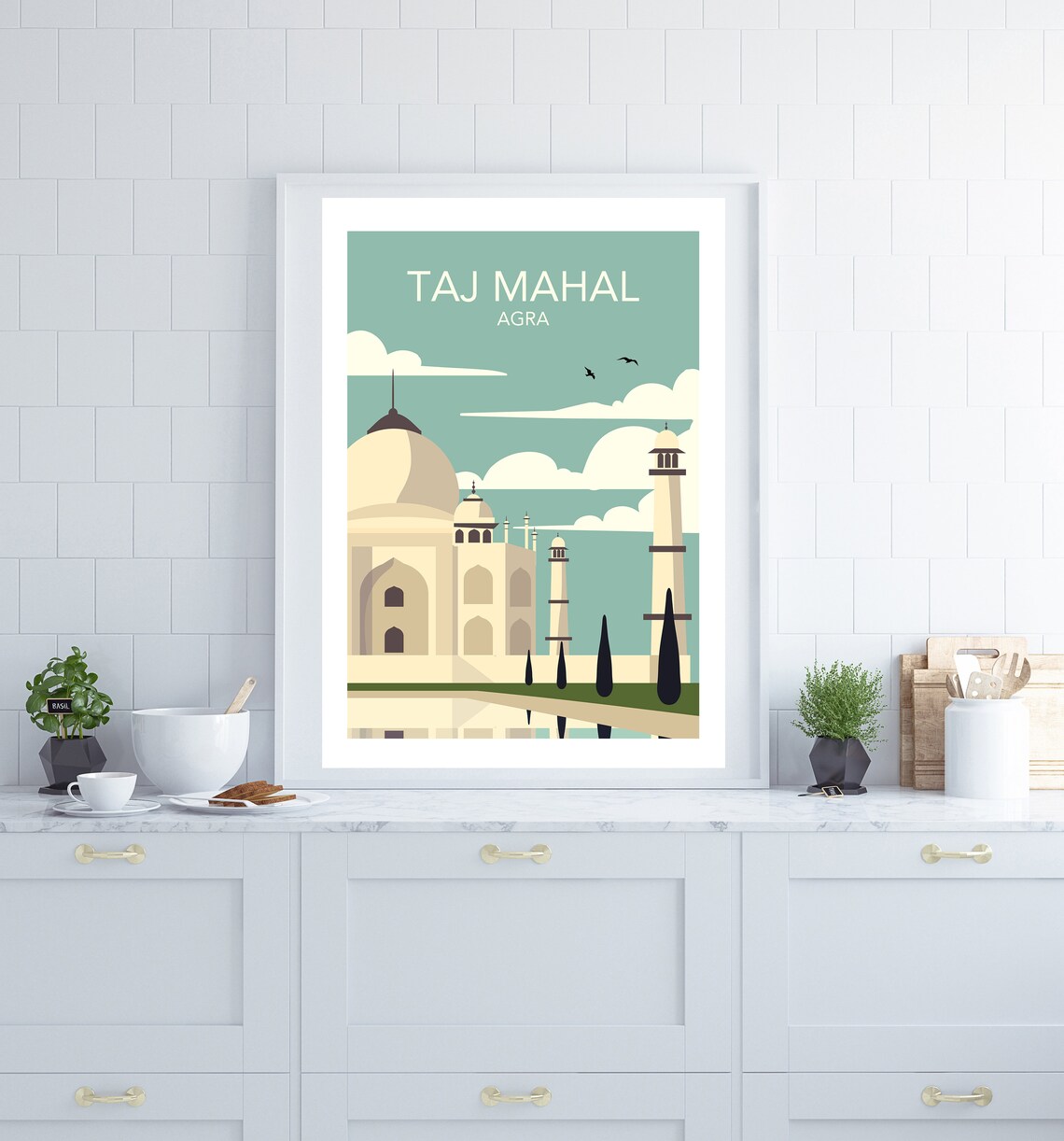 Taj Mahal Retro Travel Poster, Agra Art Print - Image 3