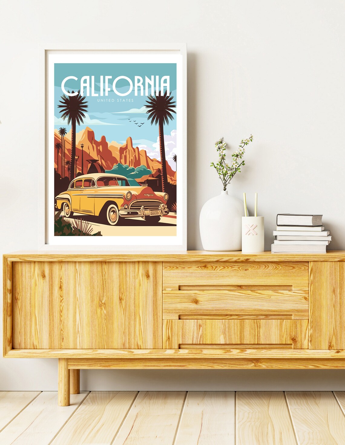 California Poster California Wall Art Travel Wall Art Retro Wall Art Retro Travel Poster Large Travel Print New Home Gift Us Gift - Image 2