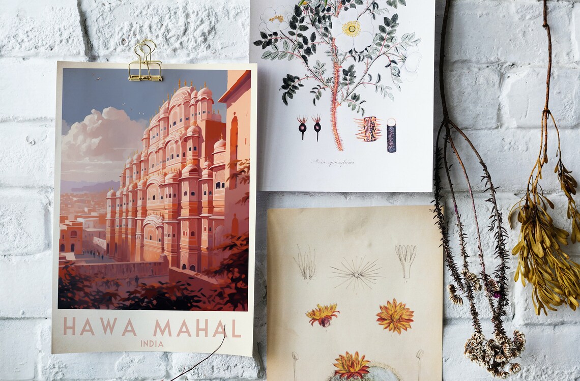Hawa Mahal Jaipur Pink Palace India Golden Sunset Travel Poster - Image 4