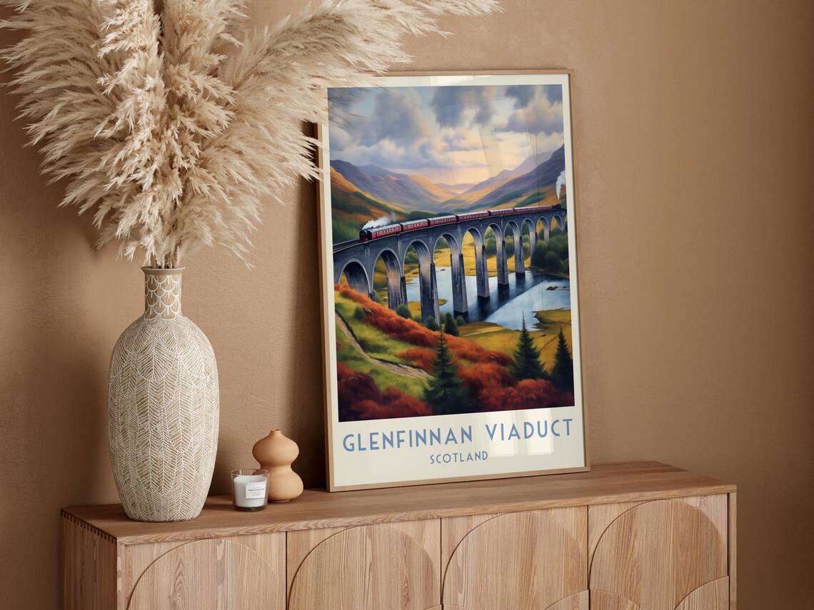 Glenfinnan Viaduct Steam Train Scotland Highlands Travel Poster - Image 4